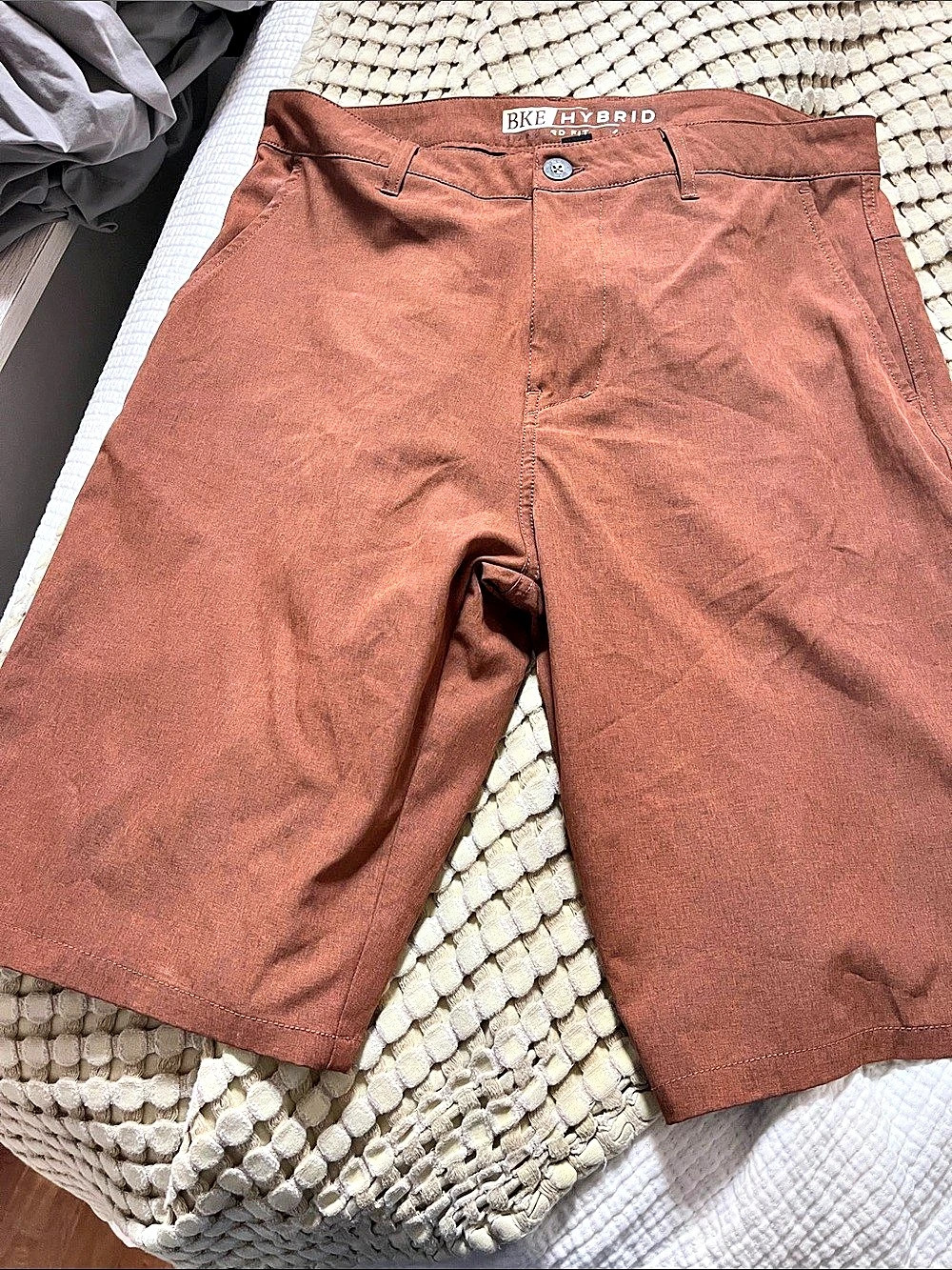 BKE Hybrid Standard Fit Shorts Standard Fit Men's Brown Flat Front Shorts Waist